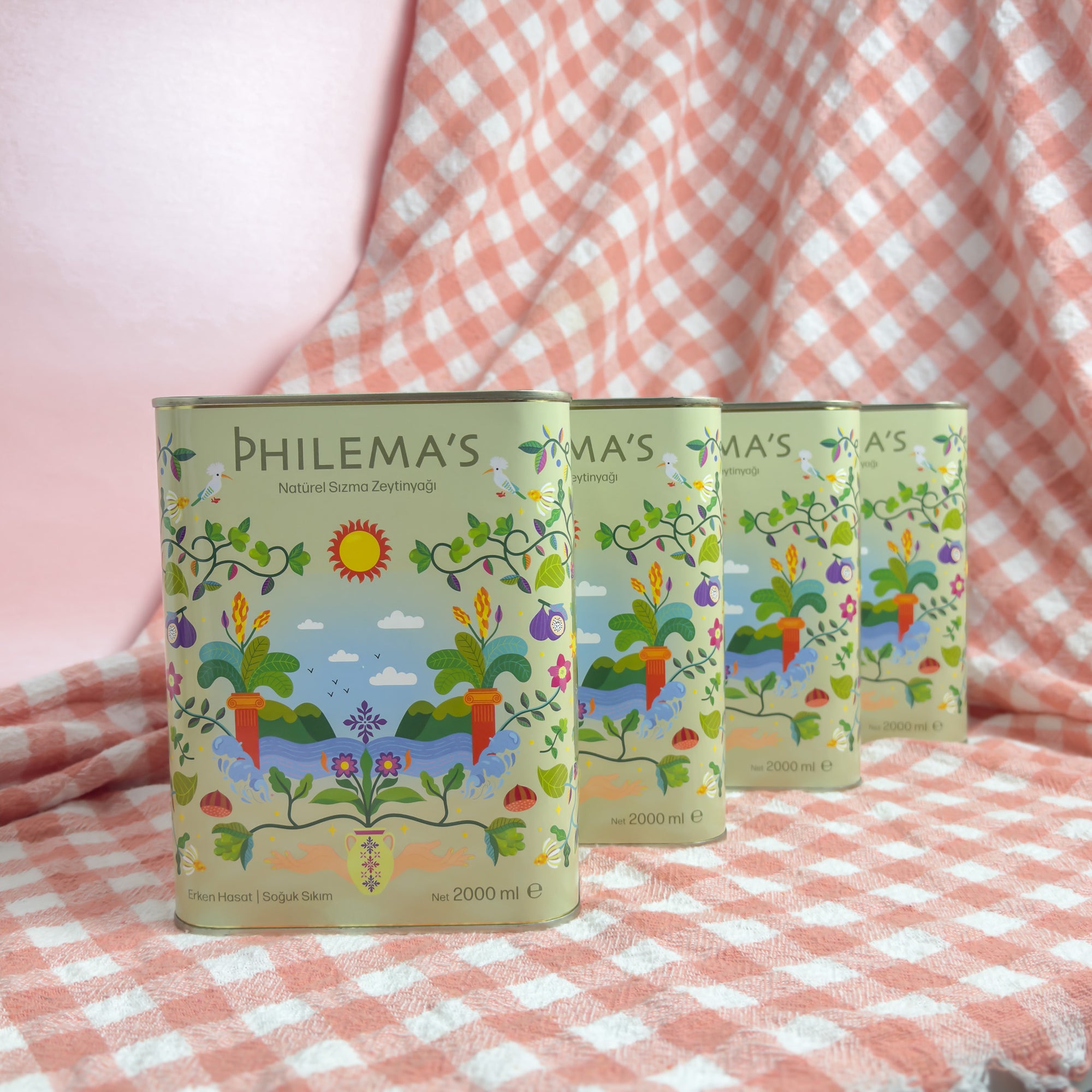 Philema's erken hasat soğuk sıkım memecik cinsi zeytinyağı 2LT teneke ambalajlı büyük set
