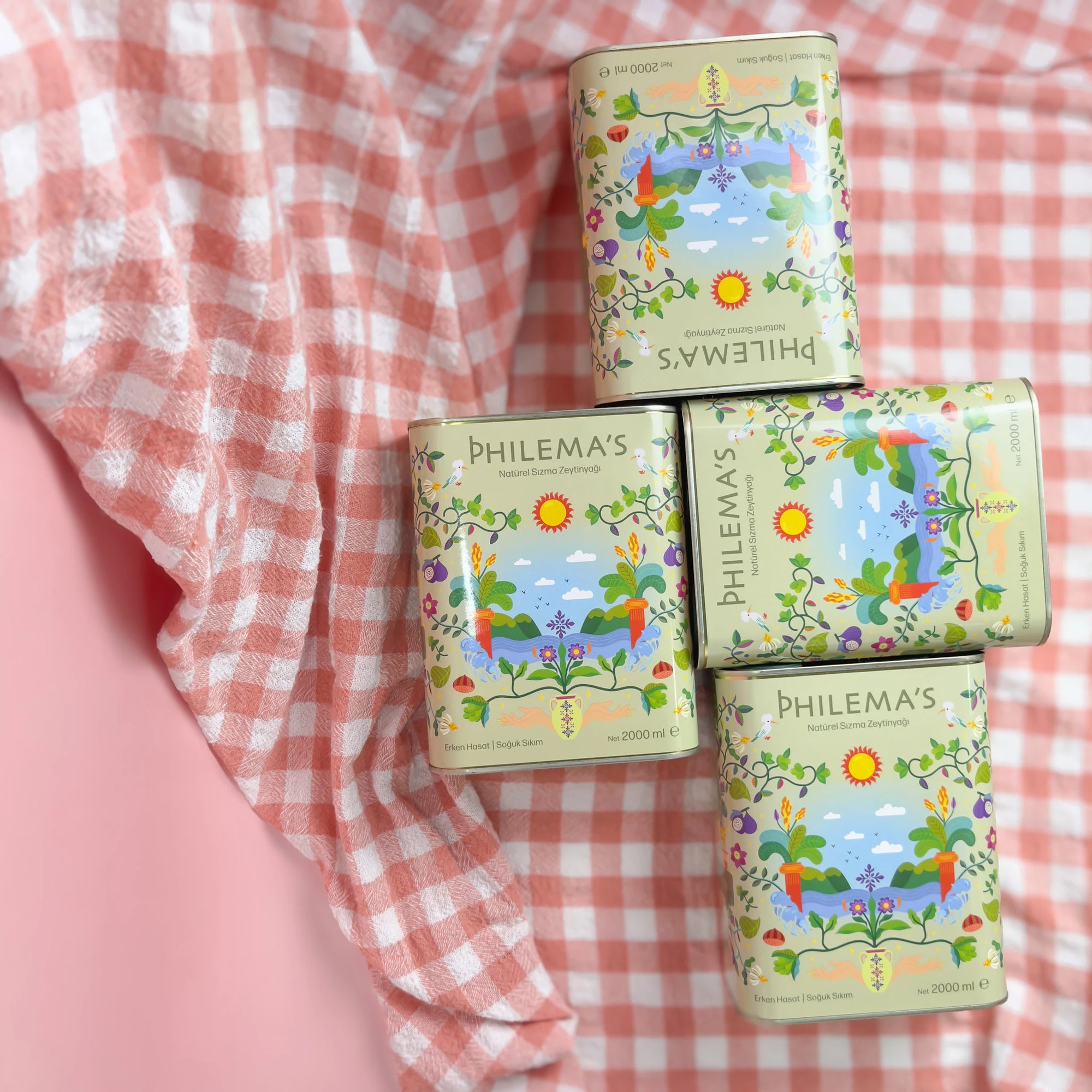 Erken hasat soğuk sıkım natürel sızma Philema's teneke ambalaj zeytinyağı maxi set